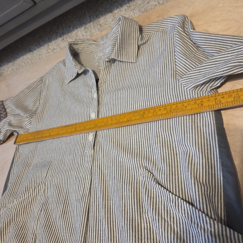 Anthropologie Kyla Seo Caite Deja Floral Embroidered Tunic Striped Top - Picture 11 of 16